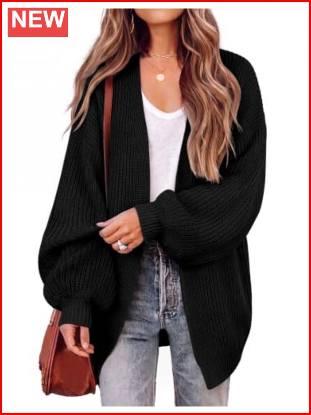 Oversized Chunky Knit Long Sleeve Open Front Cardigan Sweater